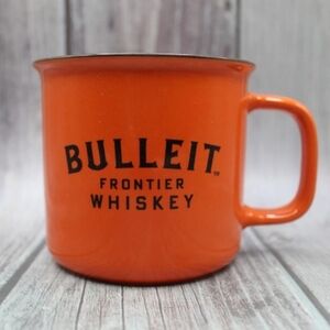 Bulleit Bourbon Frontier Whiskey Campfire Mug Coffee Cup Orange Ceramic 12 Oz